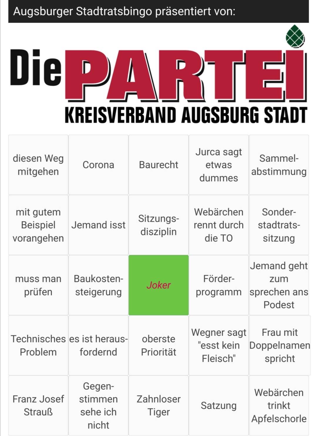 Das offizielle Augsburger Stadtrat-Bingo ist da