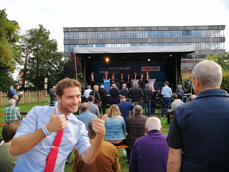 Die Grinsebacke in Augsburg – unser Besuch bei Armin Laschet (#lassetArmin)